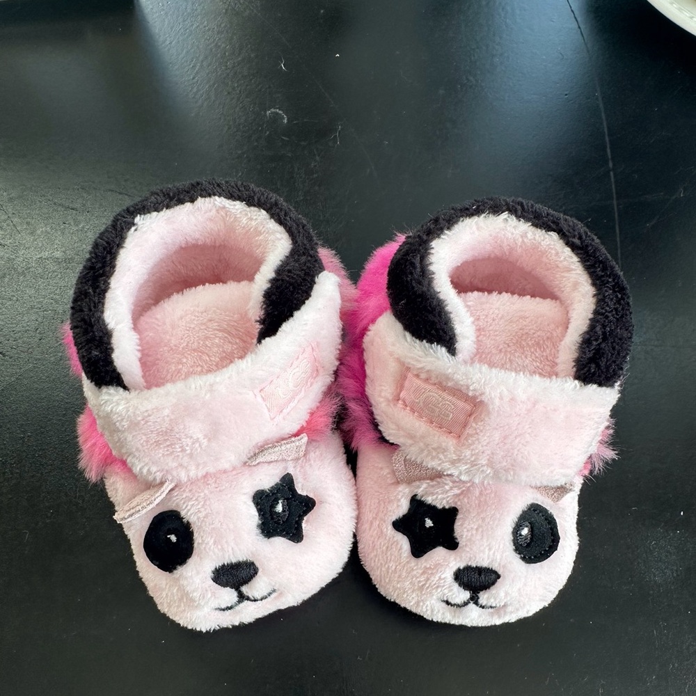 UGG Kids Pink and Black Star Panda Slippers